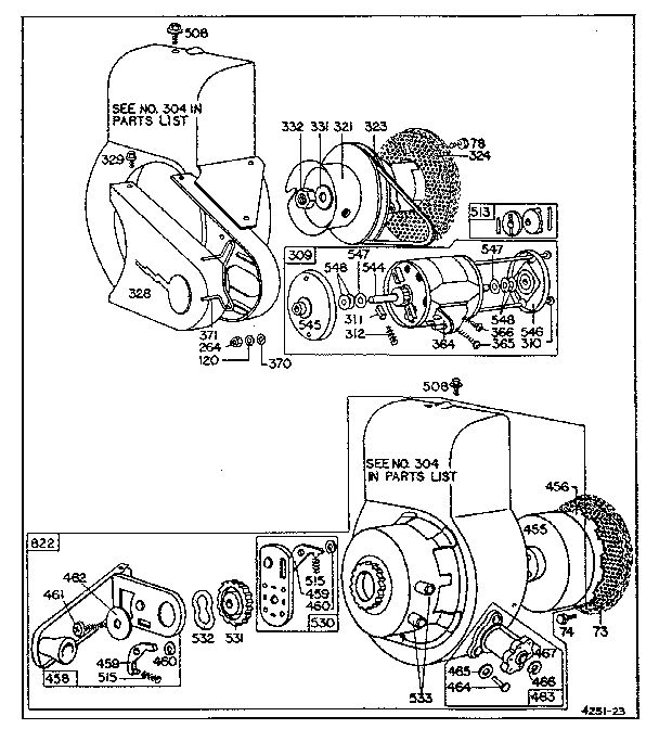 Wind-Up Starter Assembly Diagram and Parts List for 81300-81497 0110 - 0334 Briggs and Stratton Engine